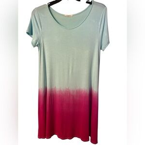 12 Pm By Mon Ami Blue and Pink Gradient Short Sleeve Top
